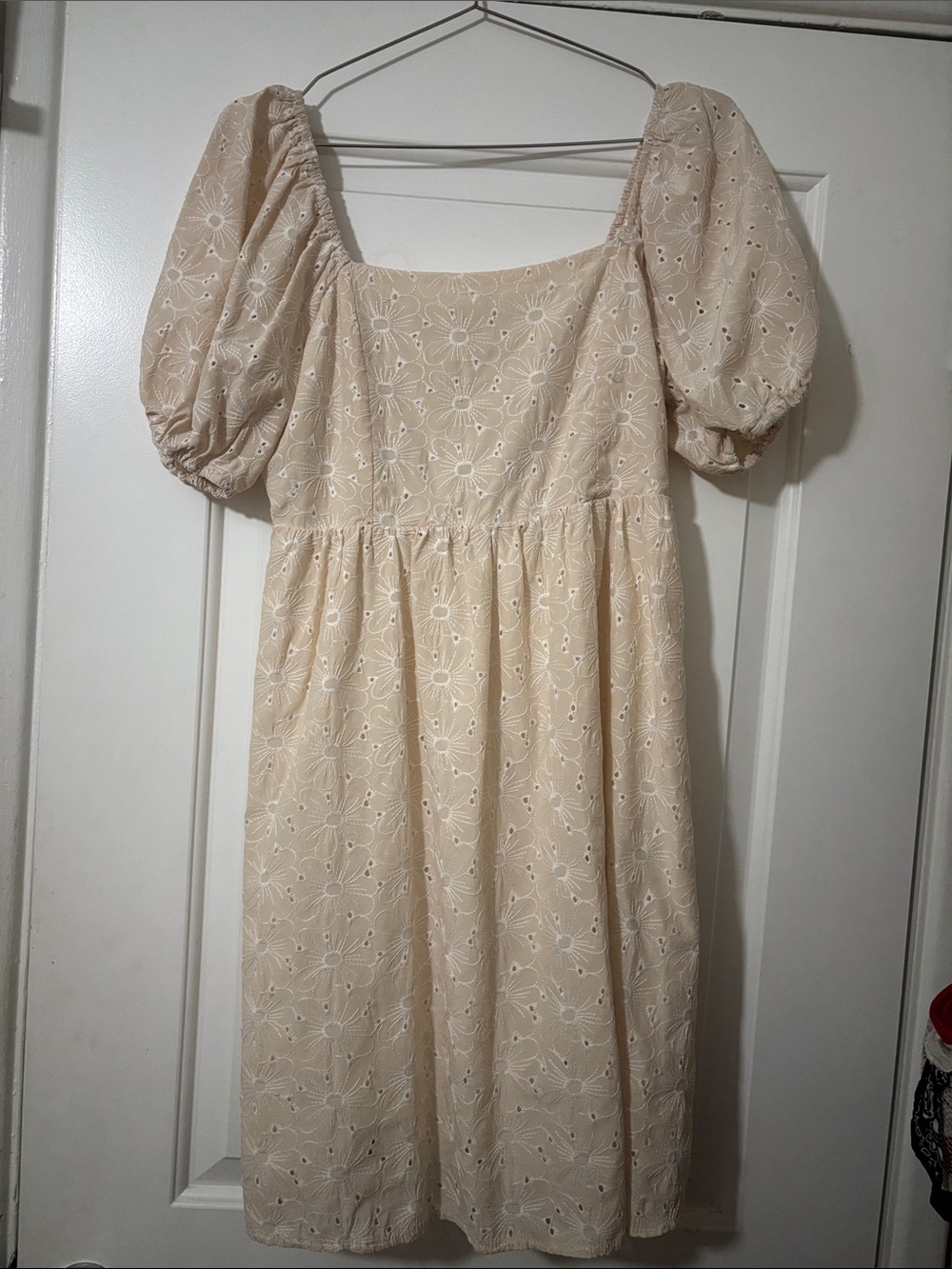 Vanilla Bay Cream Eyelet Midi Dress